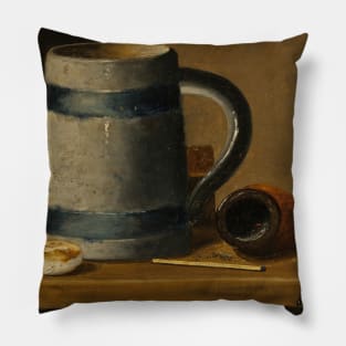 Still Life with Mug and Pipe by John Frederick Peto Pillow