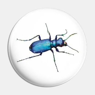 Metallic Blue Tiger Beetle Pin