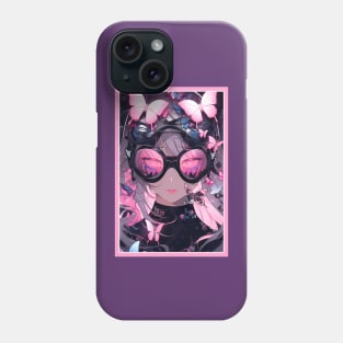 Aesthetic Anime Girl Rosa Pink Black | Quality Aesthetic Anime Design | Premium Chibi Manga Anime Art Phone Case