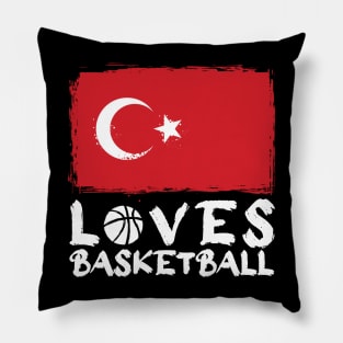 Turkey Loves Basketball Pillow