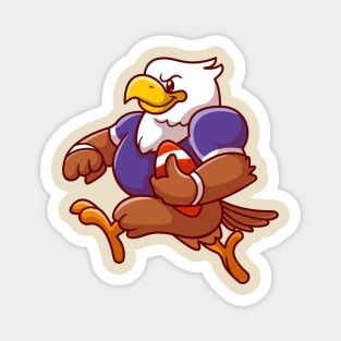 Cute Eagle Playing Rugby Football Cartoon Magnet