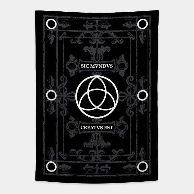 Dark Triquetra Symbol Tapestry by Lab7115