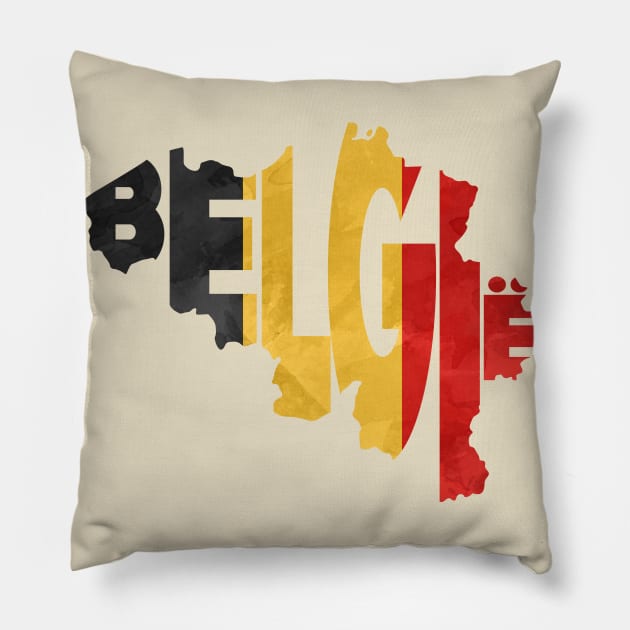 Belgium Typo Map Pillow by inspirowl