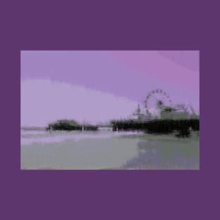 Abstract Purple and Grey Shades Santa Monica Pier T-Shirt