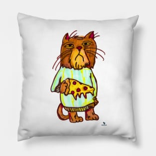 Grumpy Pizza Pet Funny Cat Art Design Pillow