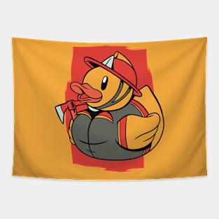 Cute Fire Fighter Rubber Ducky Tapestry