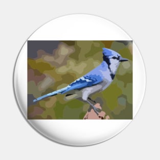 Blue Jay Digital Painting Pin