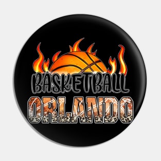 Classic Basketball Design Orlando Personalized Proud Name Pin