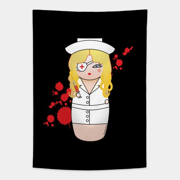 Kokeshi Elle Driver of Kill Bill Tapestry by Pendientera