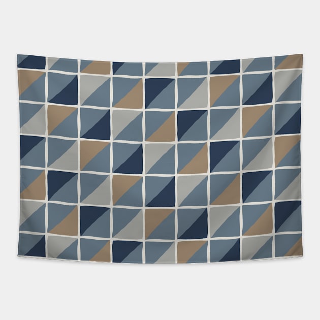 Geometric pattern in natural shades Tapestry by lents