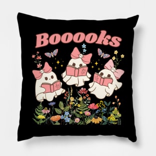 Cute Wildflower Ghosts Reading Books Pillow