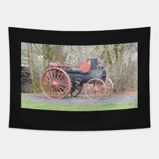 vintage Vernonia Christmas old fashioned steam tractor Tapestry