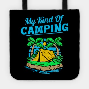 My Kind of Camping in the tropics tropical sunset and palm trees Tote