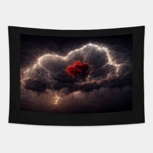 Red Broken Heart in the Clouds /  Broken Hearts Unwind Designs Tapestry