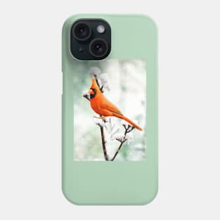 Northern Cardinal Red Bird in Winter Phone Case