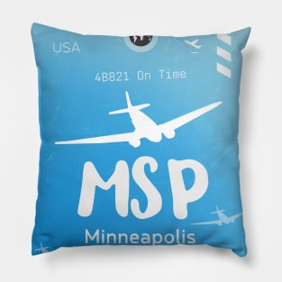 MSP Minneapolis Saint Paul airport tag Pillow