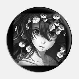 Girl with flowers Pin