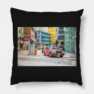 Hong Kong Taxi - Travel Art - Urban City Pillow