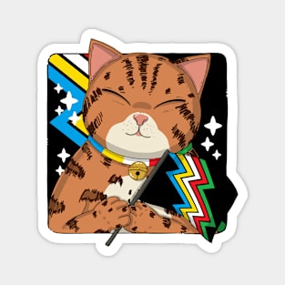 Cute Bengal Cat Holding Disability Pride Flag Magnet