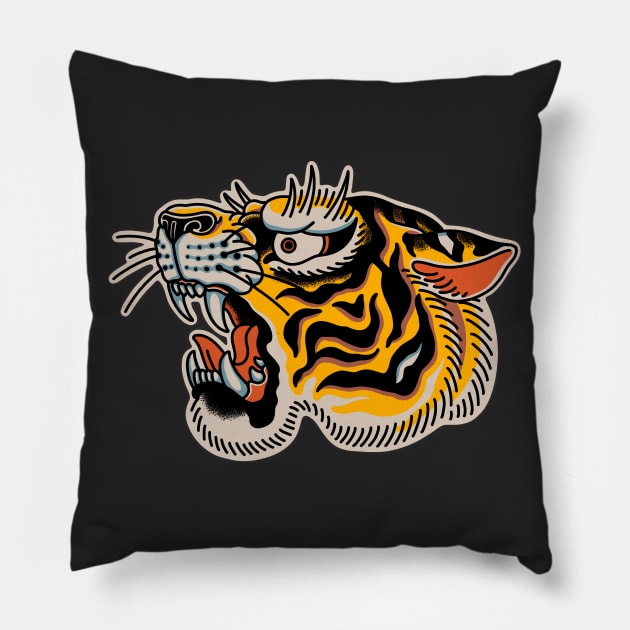 Tiger Head Pillow by Fredriktattooer X Mighty Things