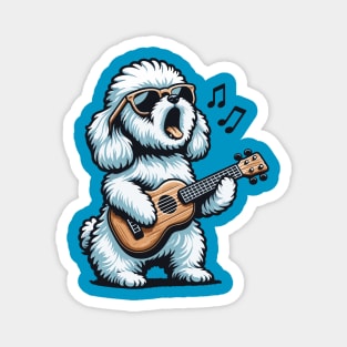 Dog Playing Guitar Singing Maltese Poodle Funny Doodle Magnet