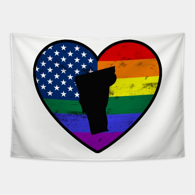 Vermont United States Gay Pride Flag Heart Tapestry by TextTees