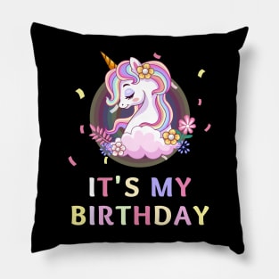 Magical Unicorn Birthday T-Shirt - Sparkle with party paper Celebration Pillow