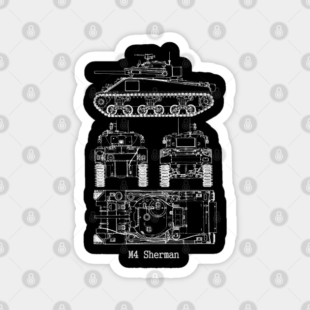 M4 Sherman | World War 2 Vehicle Blueprint Magnet by Distant War