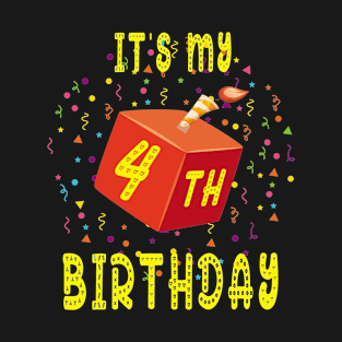 Birthday Shirt it is my 4Th Birthday Blocks Bricks Gift Tee T-Shirt