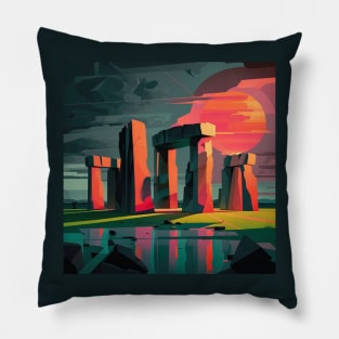 Stonehenge in Abstract Sunset Pillow
