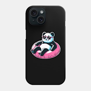 Pool Party Panda in Sunglasses on a Pink Float Funny Pool Panda Phone Case