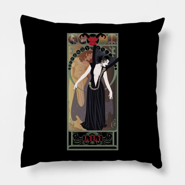 Dark Lili - art nouveau - Legend Pillow by captainlaserbeam
