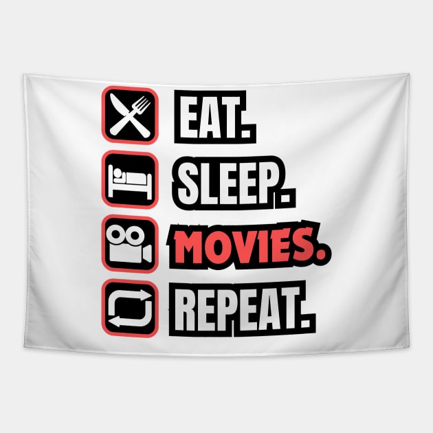 Eat Sleep Movies Repeat Tapestry by Paul Summers