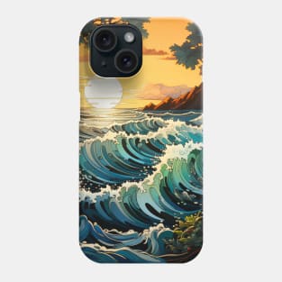 Waves ocean sunset 3 Phone Case