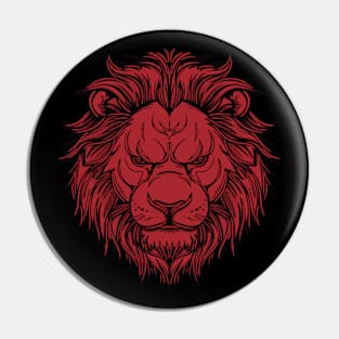 Red lion with mane Pin
