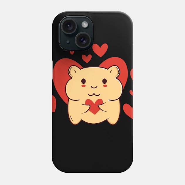 Cute Hamster Heart's Phone Case by Full Moon