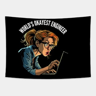 World's Okayest Engineer v3 (round) Tapestry