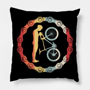 Mountain Biking Retro Vintage Gear MTB Bicycle Rider Pillow