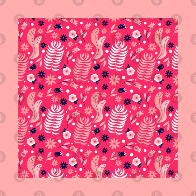 Floral Navy Pink Pattern by Patternos