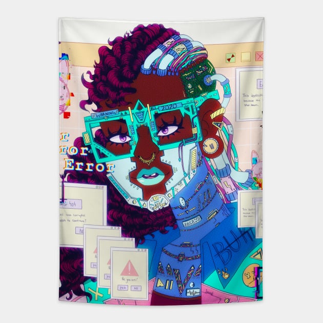 Glitch Girl Tapestry by onyxcidian