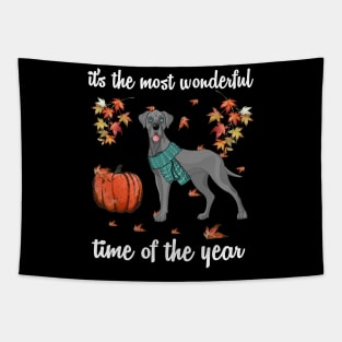 Great Dane Dog Autumn Fall Most Wonderful Time Maple Gift Tapestry