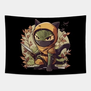 Kawaii Ninja Cat  Ninja Vintage Japanese Cat Kitten Lover Tapestry