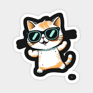 Cute ginger cat wearing sunglasses Magnet