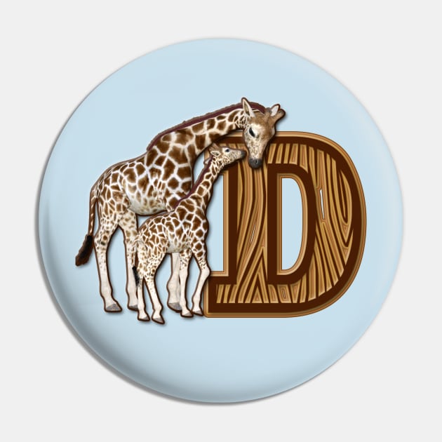 Mom and Baby Giraffe Monogram D Pin by AlondraHanley