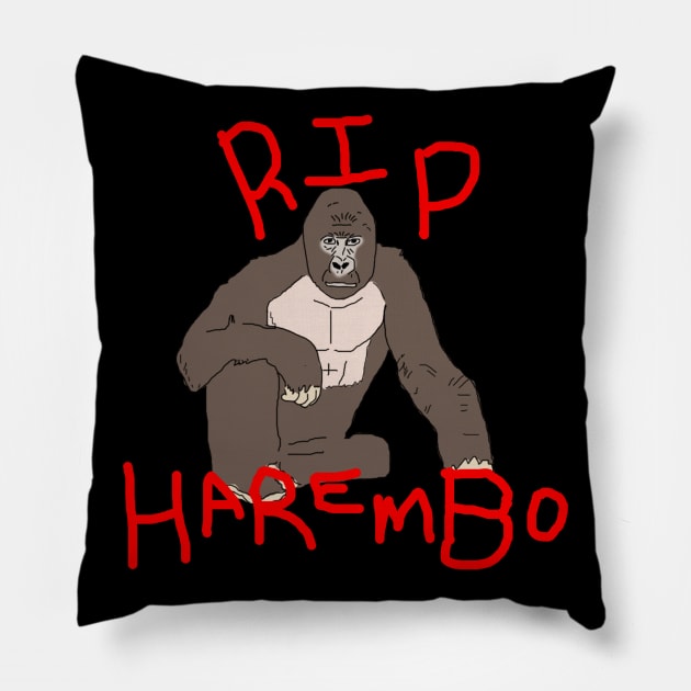 RIP Harembo Pillow by Jijarugen