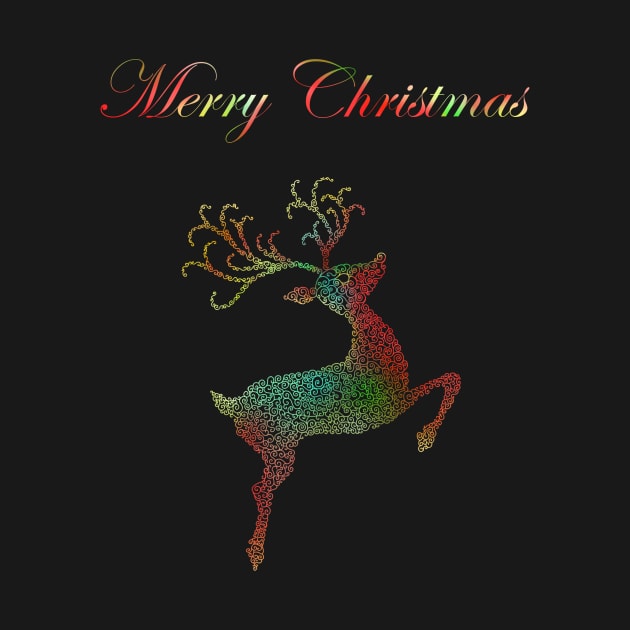 Merry Christmas Reindeer Silhouette by Art by Deborah Camp