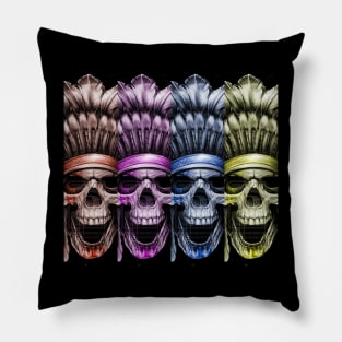 Indian skull headdress pop art Pillow
