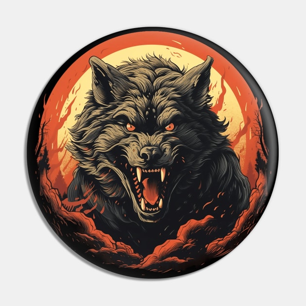 Full Moon Werewolf Pin by origato