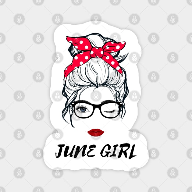 June Girl Woman Lady Wink Eye  Face Birthday Gift Magnet by springins