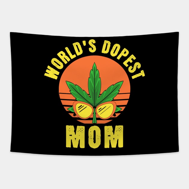 Worlds Dopest Mom - 420 retro Sunset Family Matching Apparel Tapestry by Nexa Tee Designs